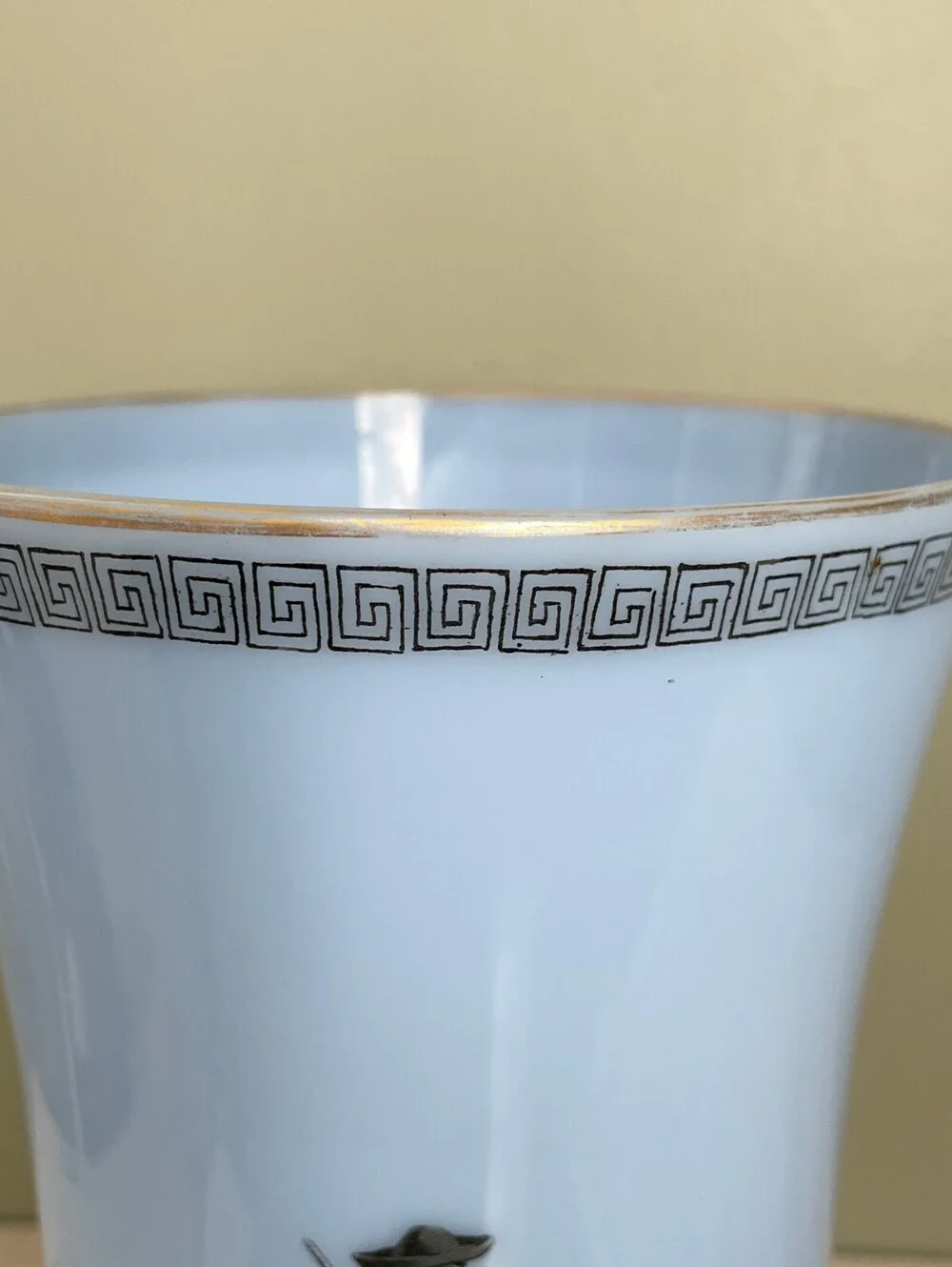 Vintage Blue Scenic Countryside Pedestal Vase | Traditional English Style